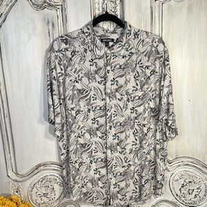 Black and White Patterned Button-Up Shirt